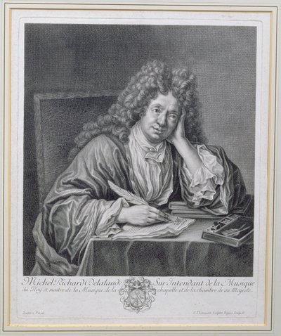 Porträt von Michel Richard Delalande, Superintendent der Musik, graviert von Simon Thomassin von Jean Baptiste Santerre